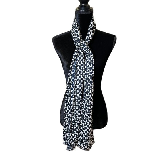 Unbranded Scarf Womens Long Rectangle Blue White Geometric Semi Sheer Fringe - Picture 3 of 9